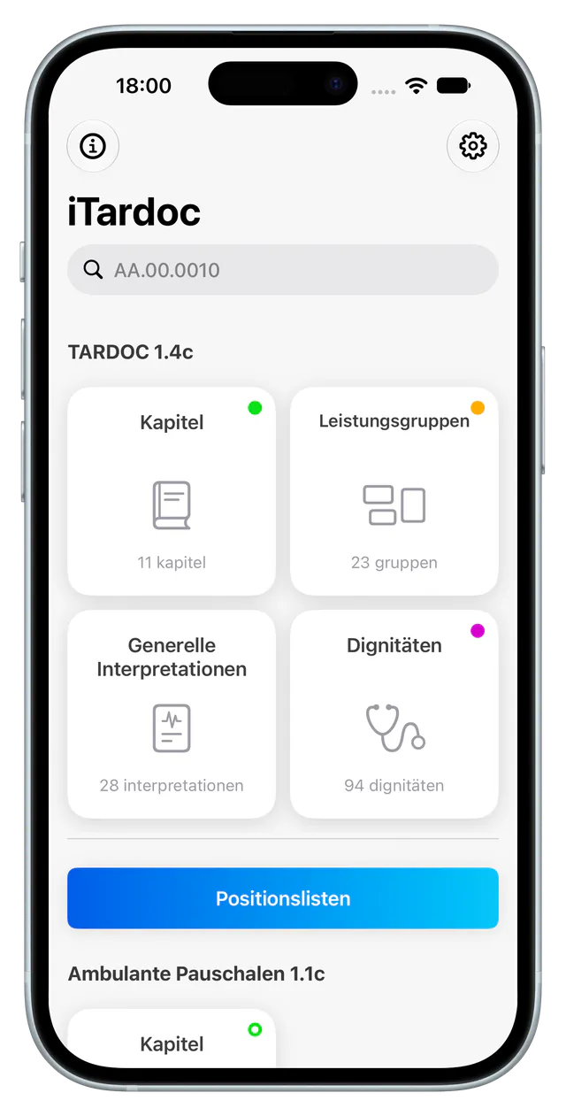 Startbildschirm der iTardoc-App