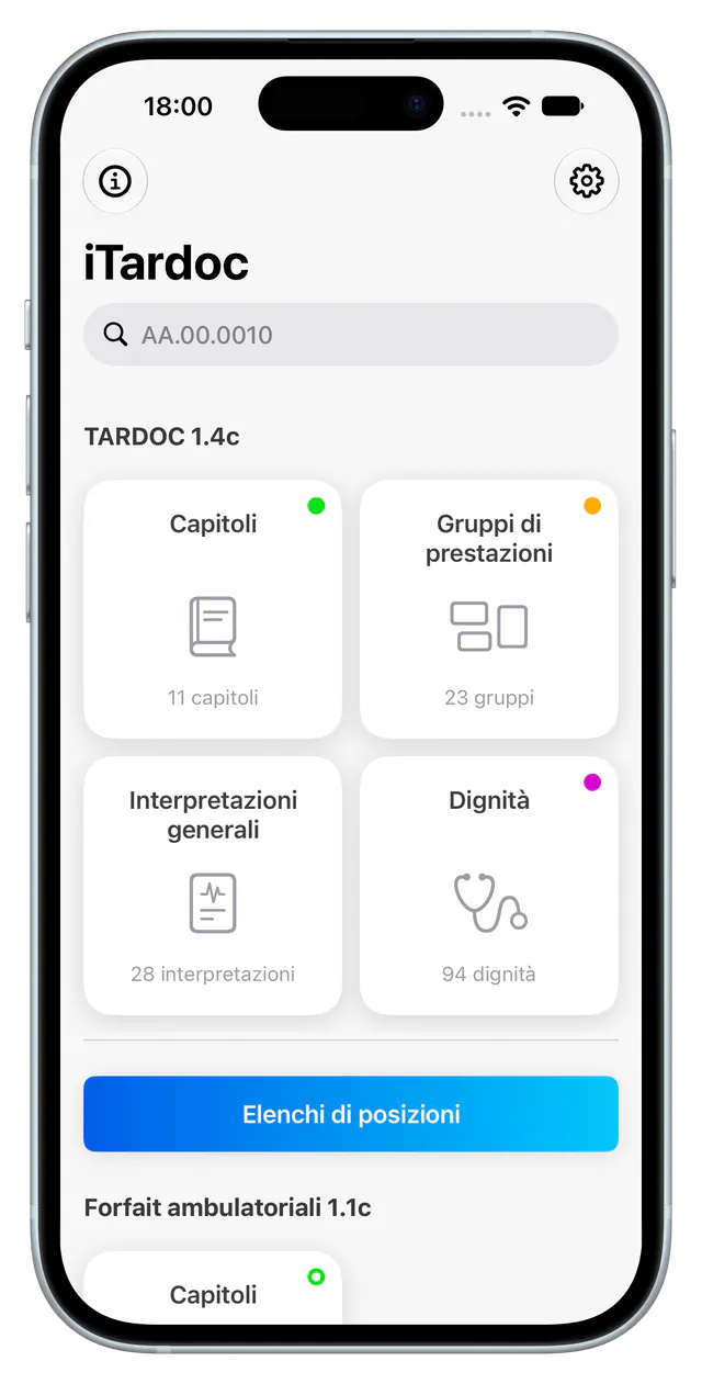 Schermata iniziale dell'app iTardoc