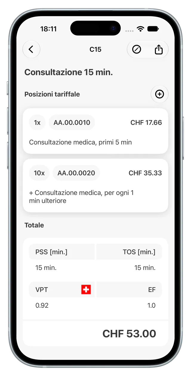 Schermata dell'elenco personale dell'app iTardoc